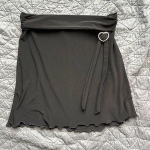 vintage black mini skirt w/ silver heart detail